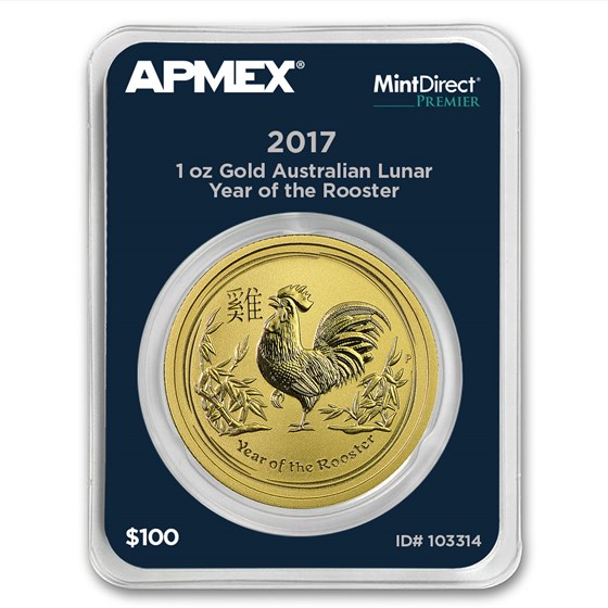 2017 AUS 1 oz Gold Lunar Year of the Rooster (MintDirect Premier) 2017 AUS 1 oz Gold Lunar Year of the Rooster (MintDirect Premier)